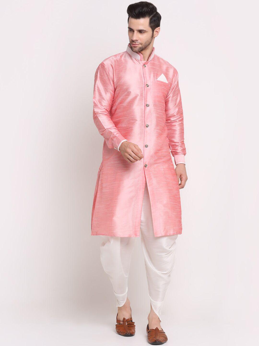 benstoke men pink solid sherwani set