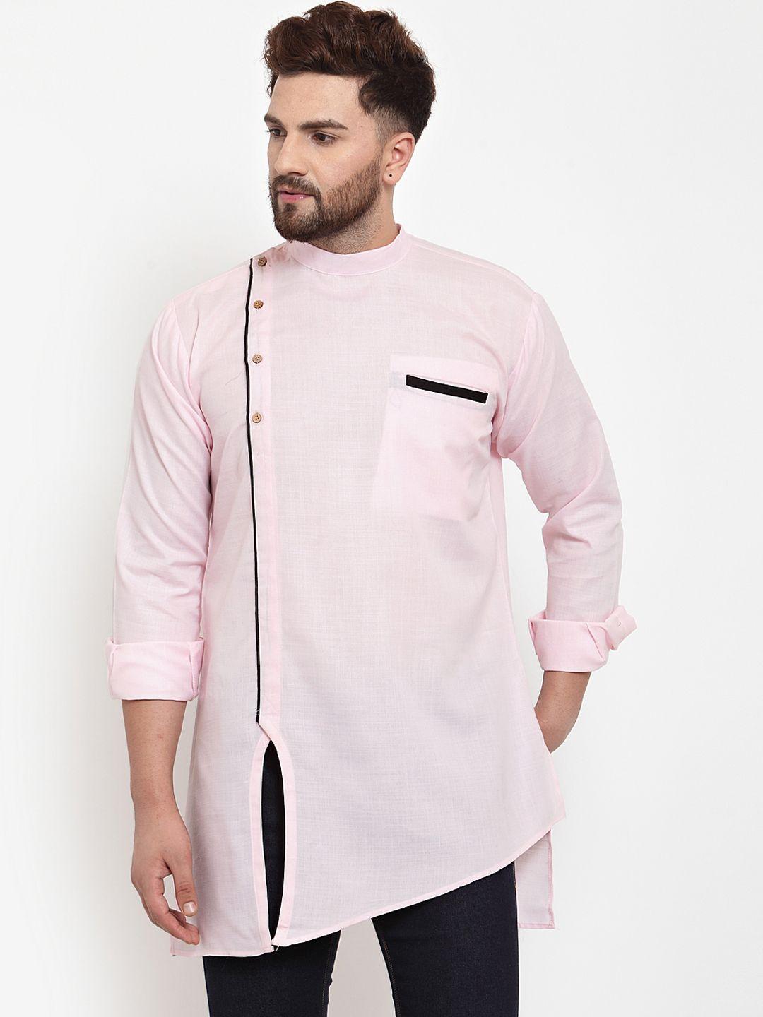 benstoke men pink solid straight kurta