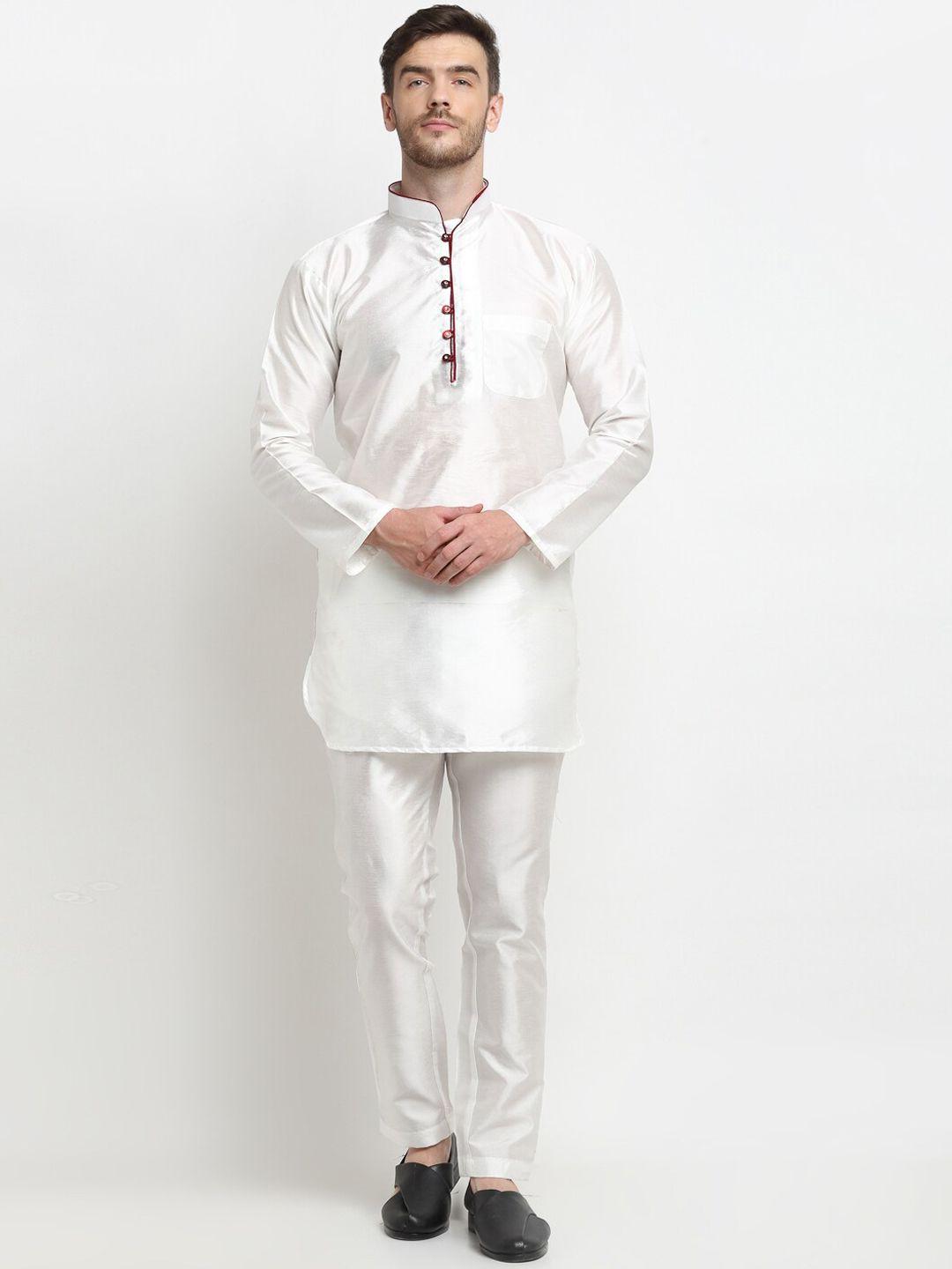 benstoke men white kurta with pyjamas