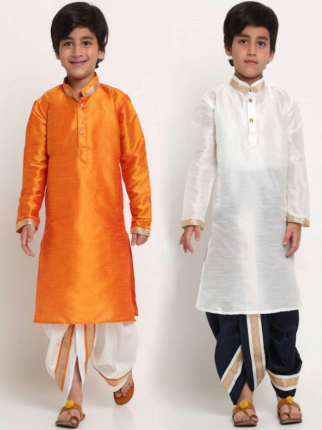 benstoke pack of 2 boys gotta patti mandarin collar kurta with dhoti pants