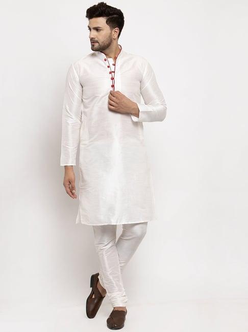 benstoke white regular fit kurta set