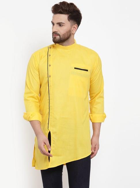 benstoke yellow regular fit short kurta