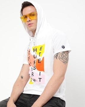 benton printed crew-neck t-shirt with hood