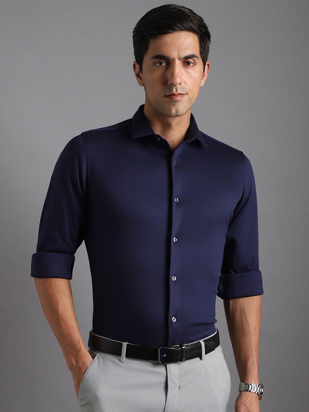 bergamo slim fit pure cotton knitted formal shirt