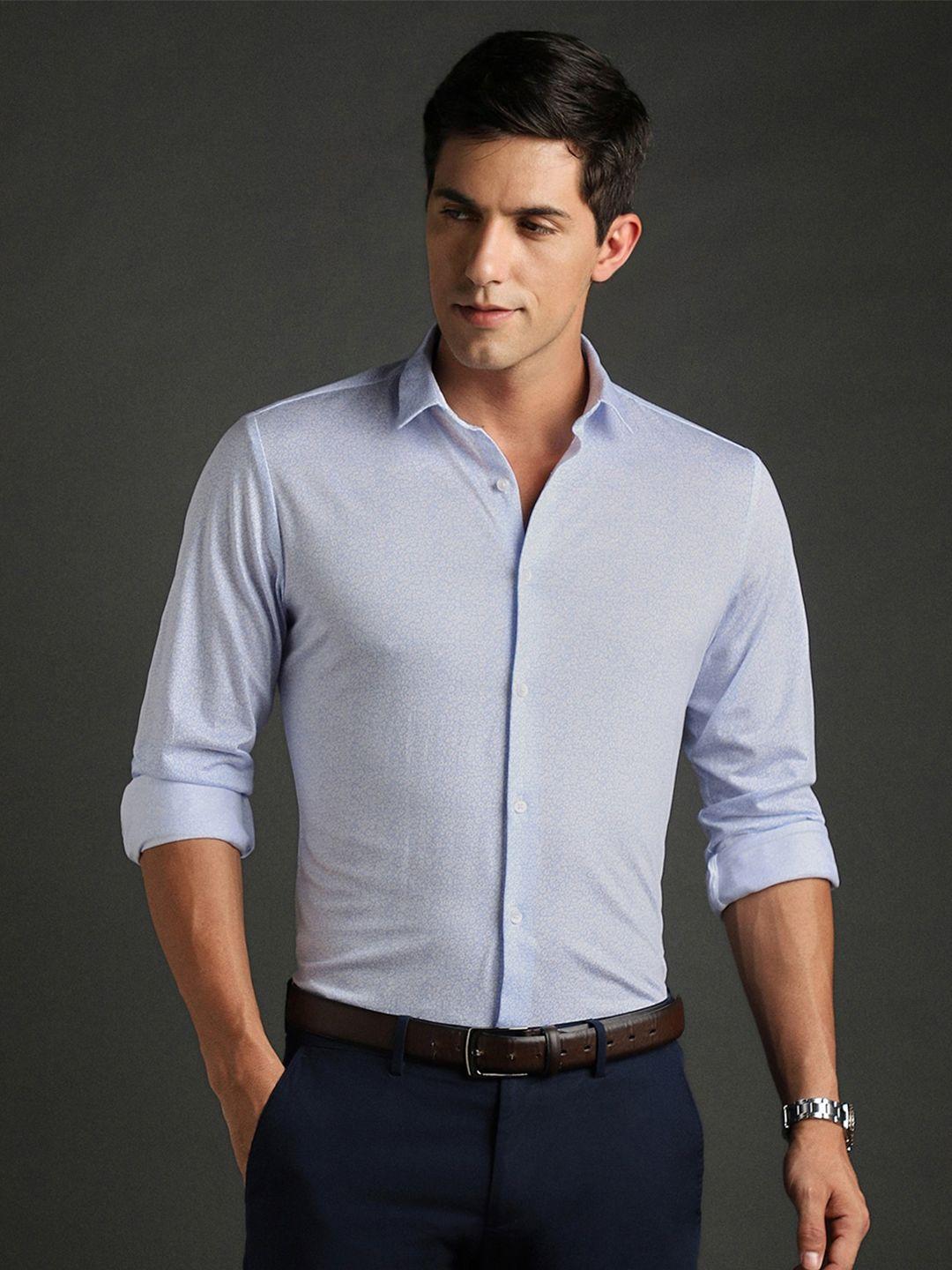 bergamo slim fit spread collar pure cotton knitted formal shirt