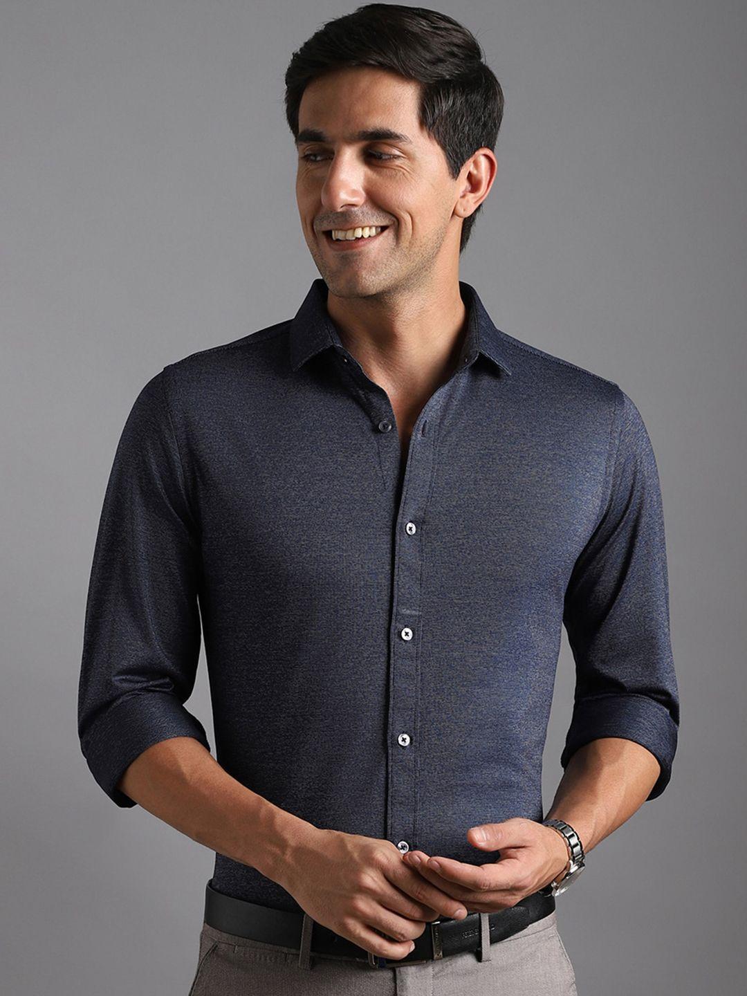 bergamo slim fit textured pure cotton formal shirt