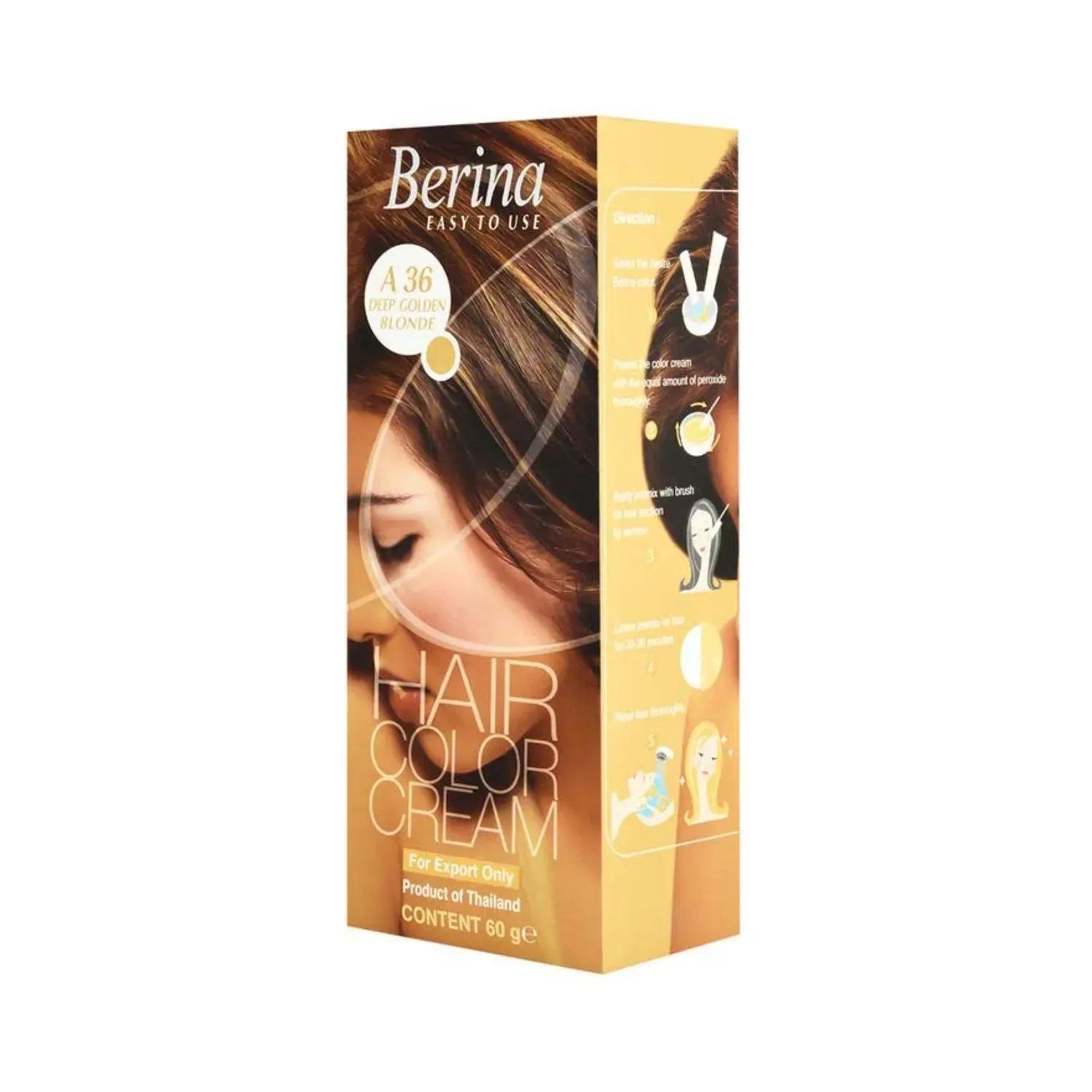 berina cream hair color - a36 deep golden blonde (60g)