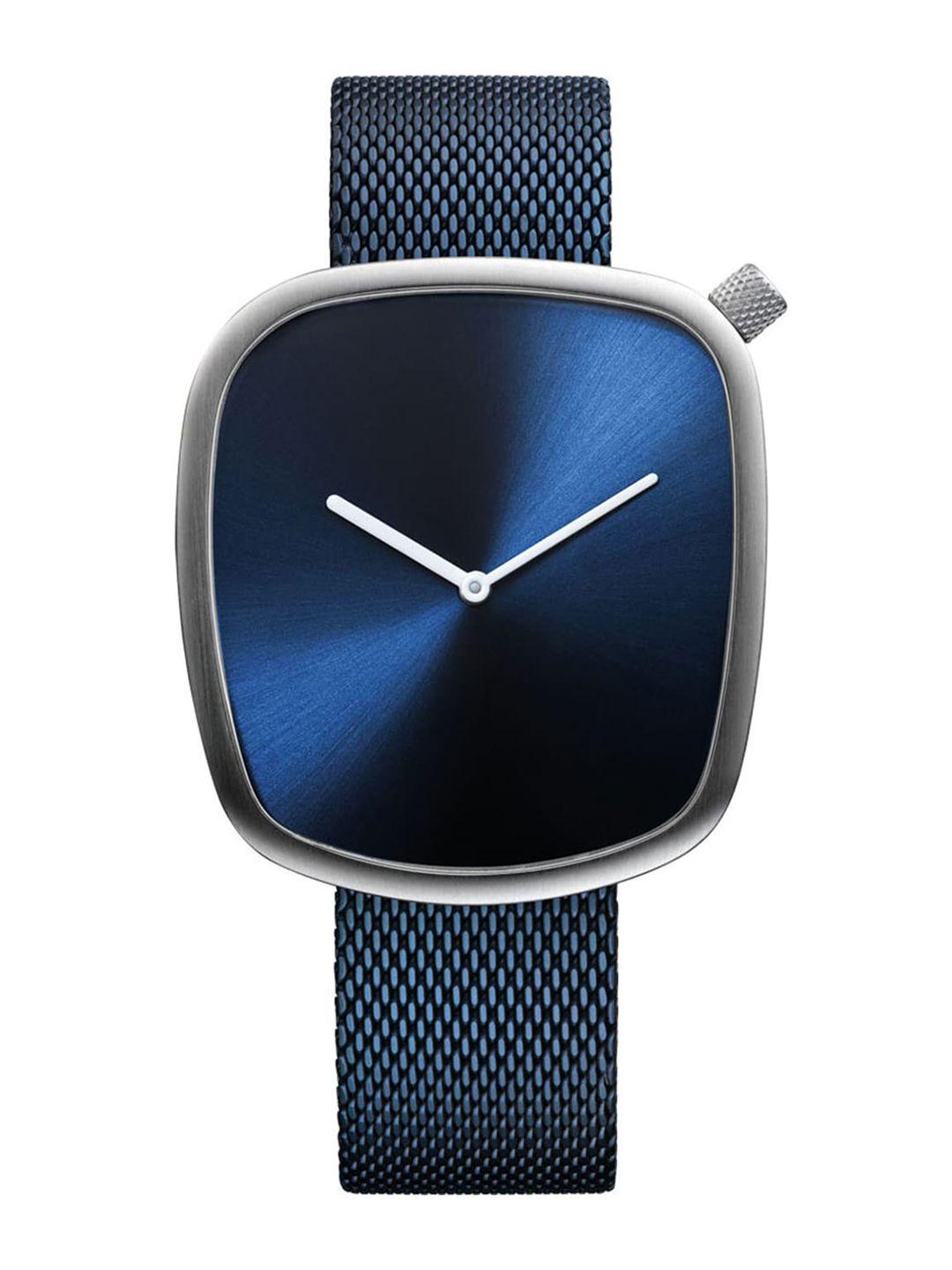 bering men blue dial & blue bracelet style straps analogue watch 18040-307-blue