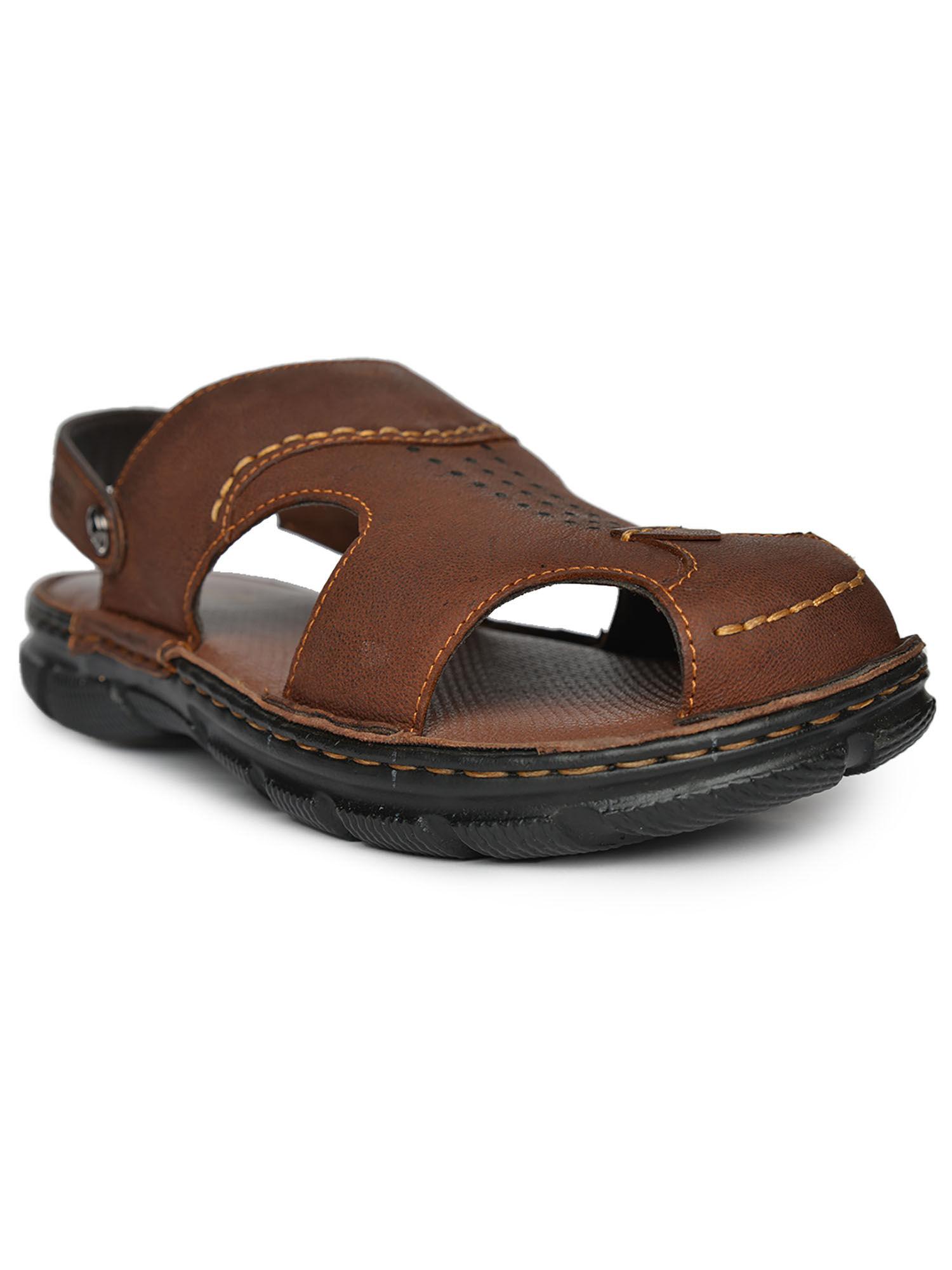 berko oilpul natural leather brown casual closed sandals for men