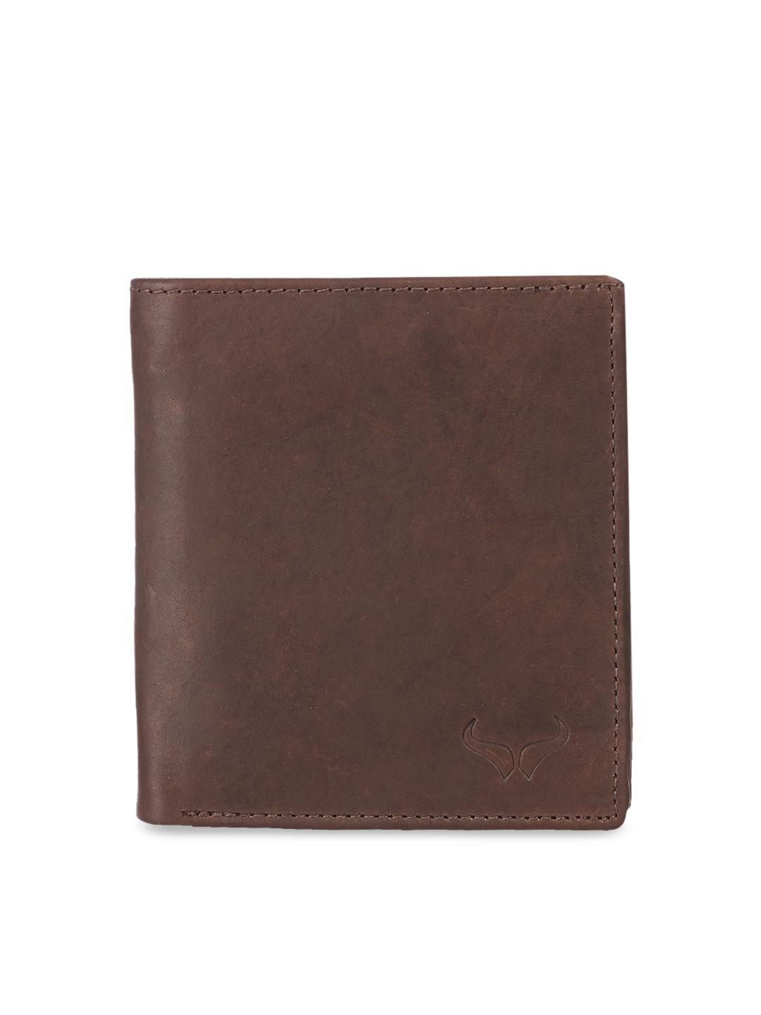bern men brown leather solid two fold wallet