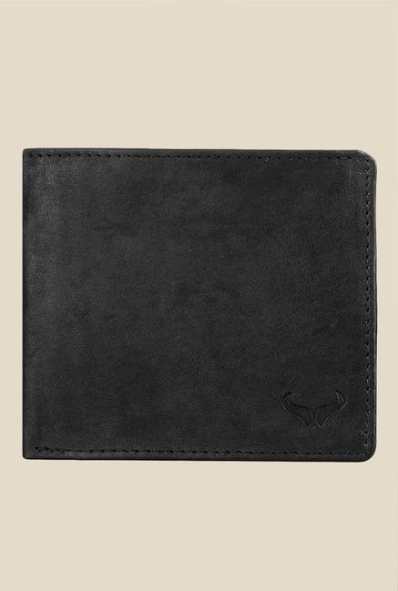 bern black solid bi-fold leather wallet
