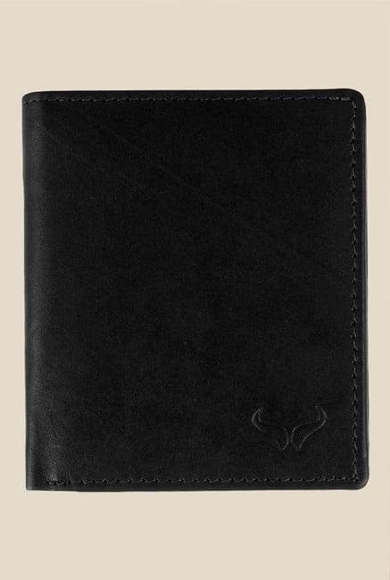 bern black solid bi-fold leather wallet