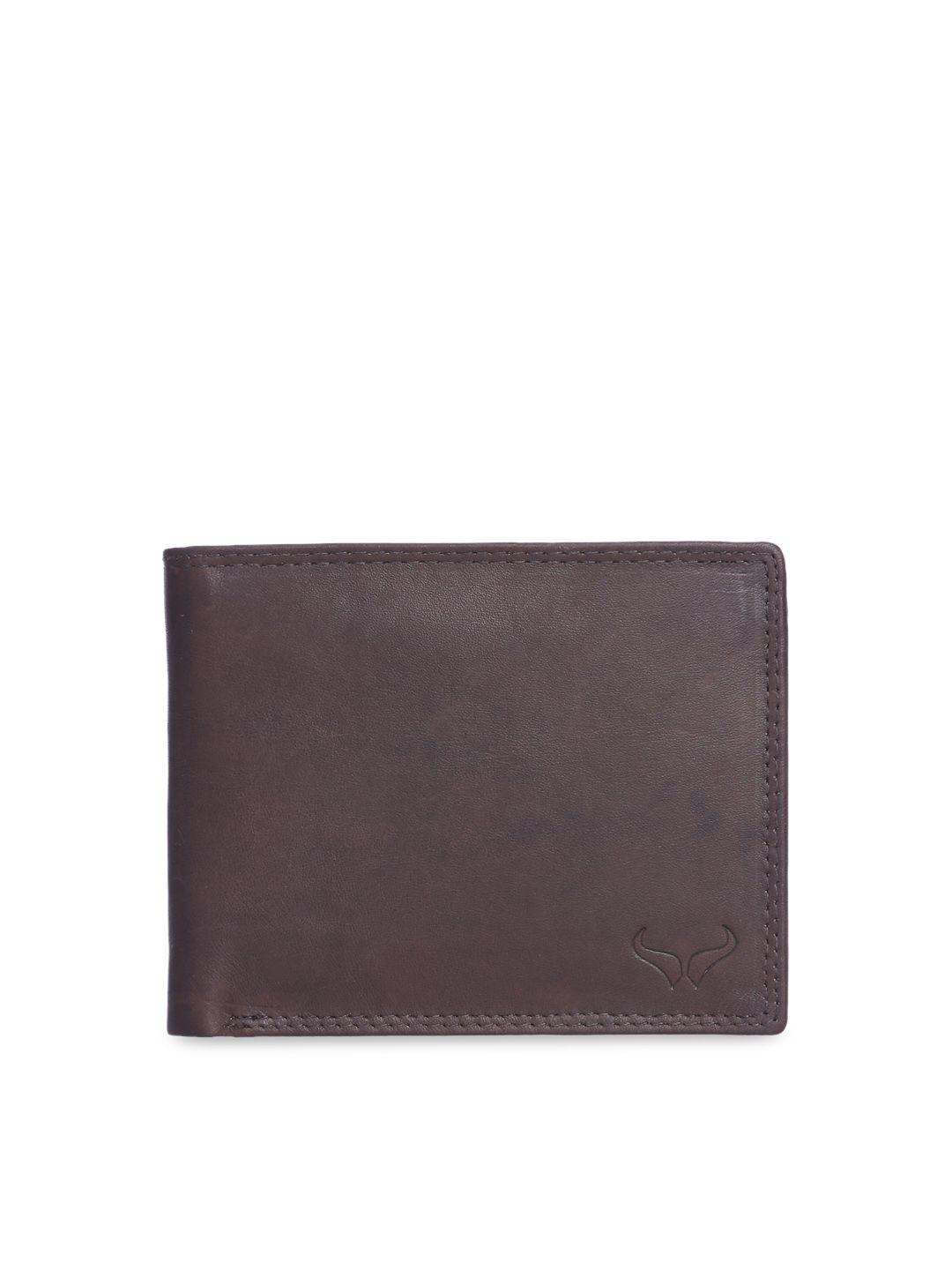 bern men brown leather solid two fold wallet