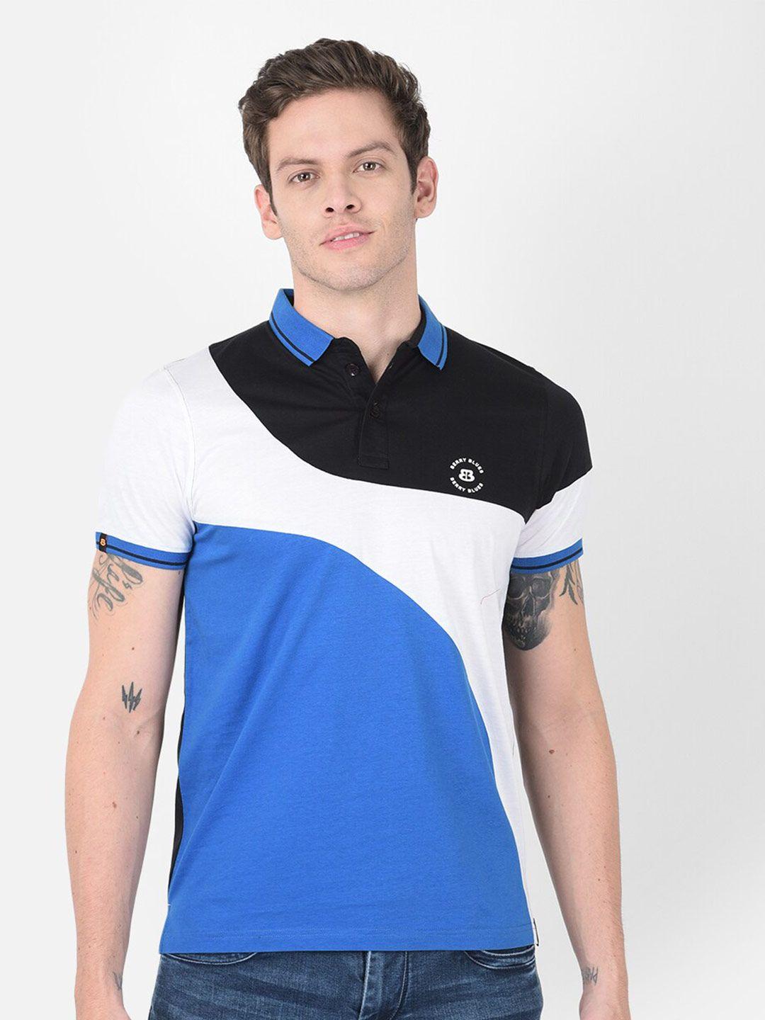 berry blues colourblocked short sleeves cotton t-shirt