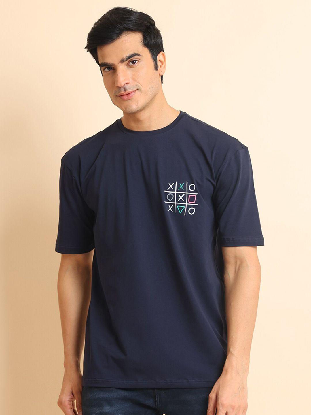 berry blues geometric printed cotton short sleeves t-shirt