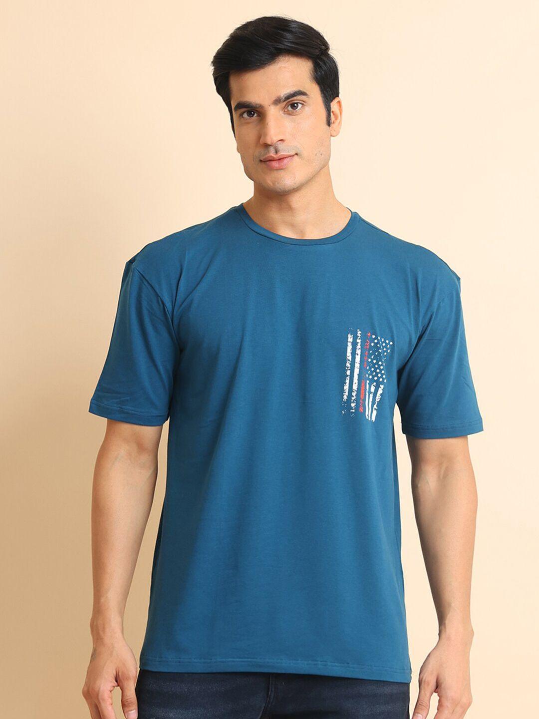 berry blues geometric printed cotton short sleeves t-shirt