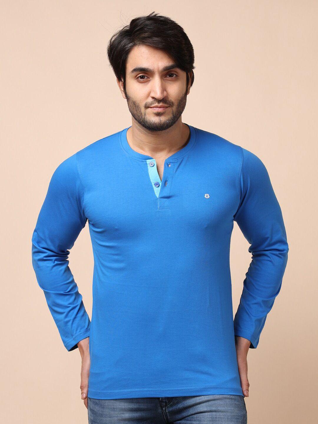 berry blues men blue henley neck t-shirt