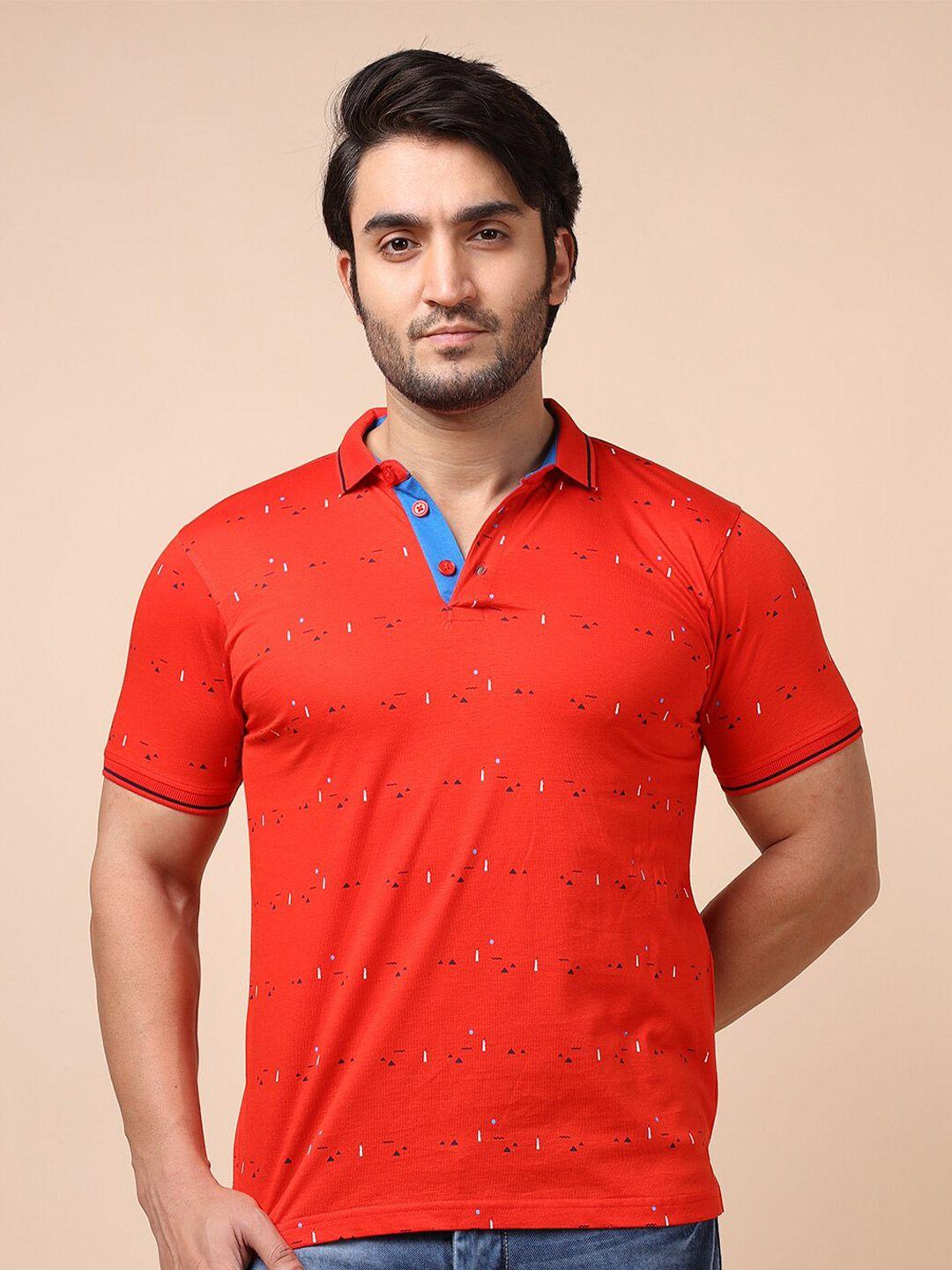 berry blues men red printed polo collar t-shirt