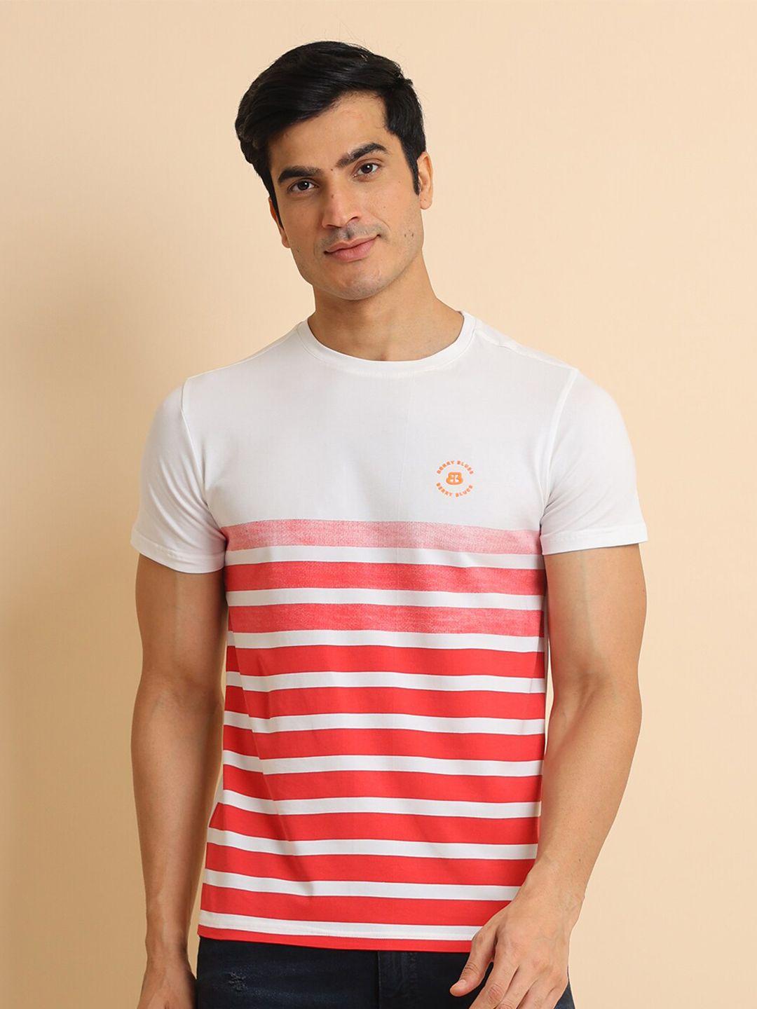 berry blues striped cotton short sleeves casual t-shirt