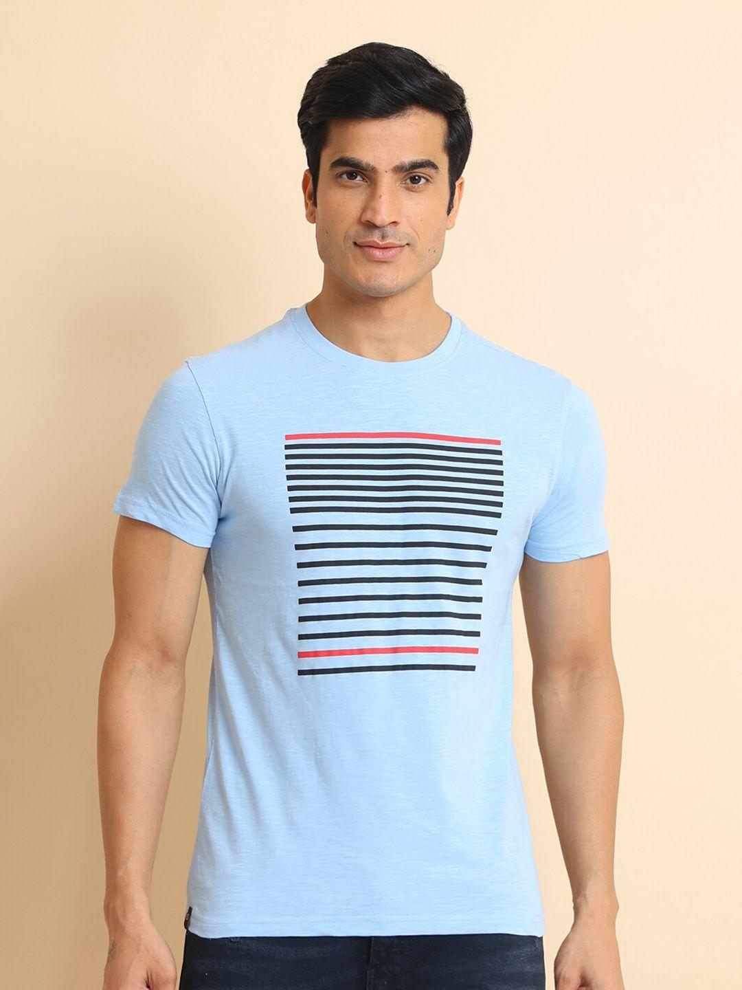 berry blues striped cotton short sleeves t-shirt