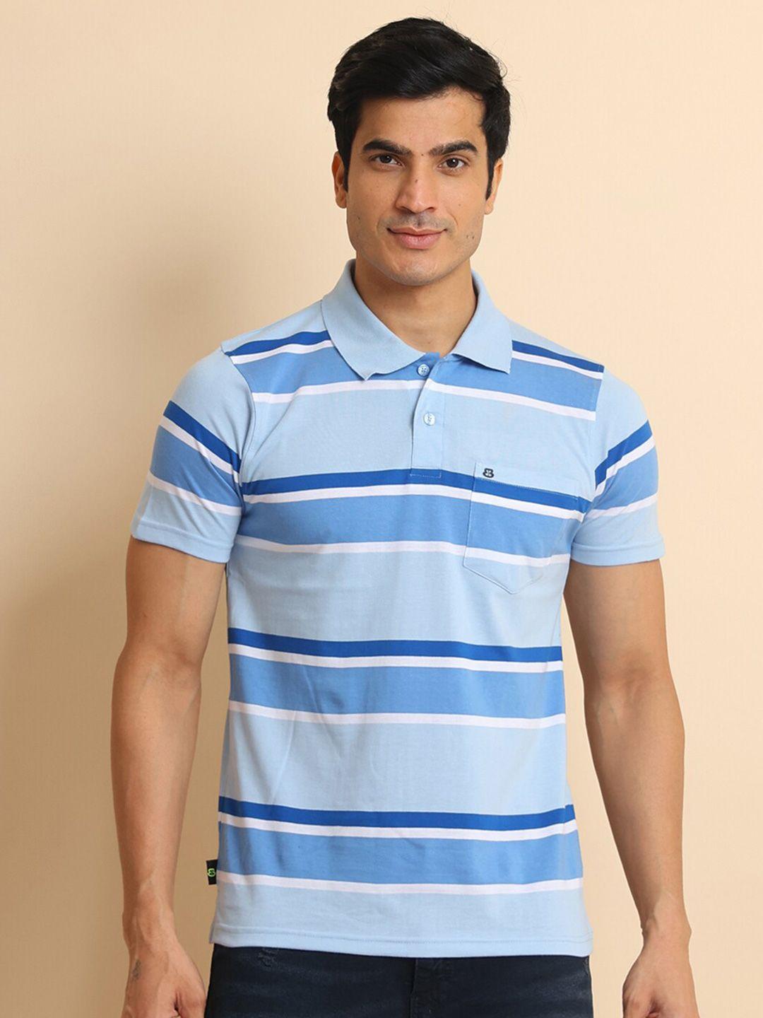 berry blues striped polo collar short sleeves cotton t-shirt