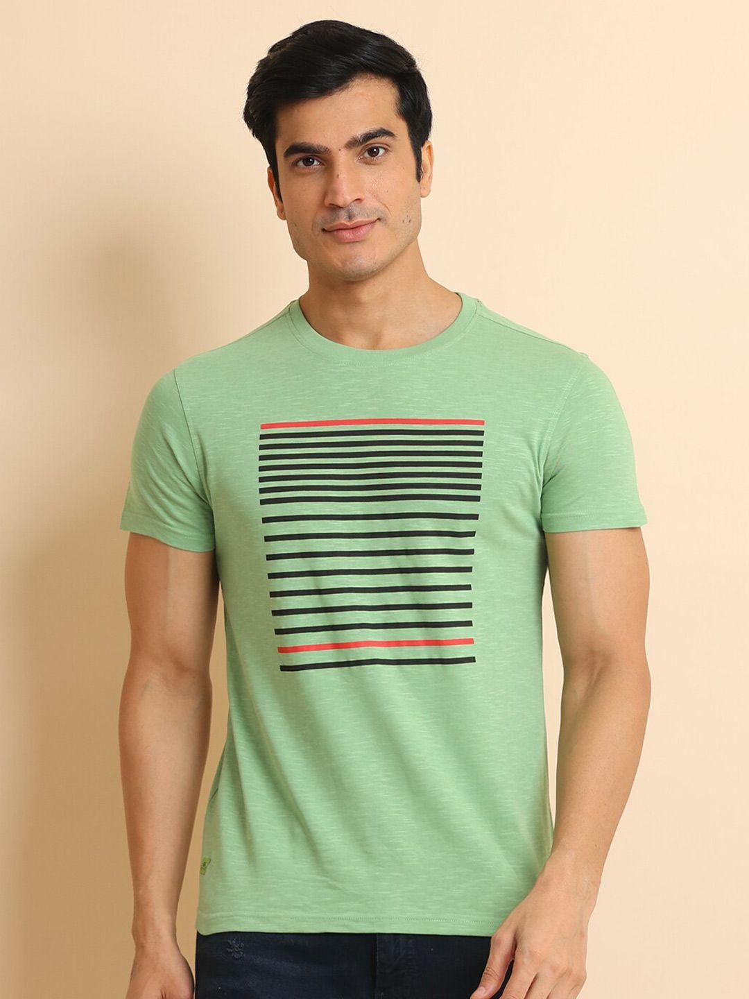 berry blues striped short sleeves cotton t-shirt