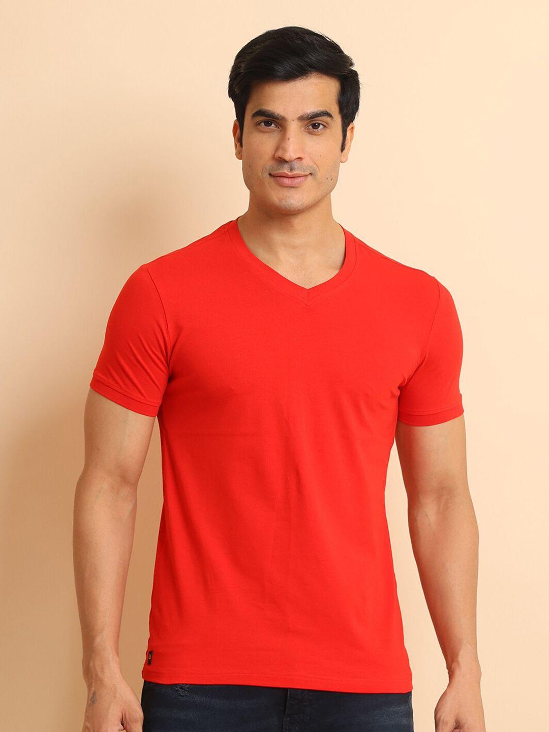 berry blues v-neck short sleeves casual cotton t-shirt