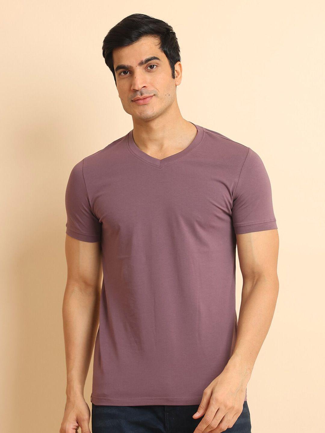 berry blues v-neck short sleeves cotton t-shirt