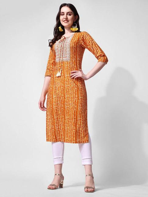 berrylicious mustard embroidered straight kurta