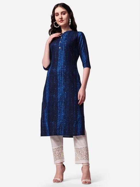 berrylicious navy rayon printed kurta