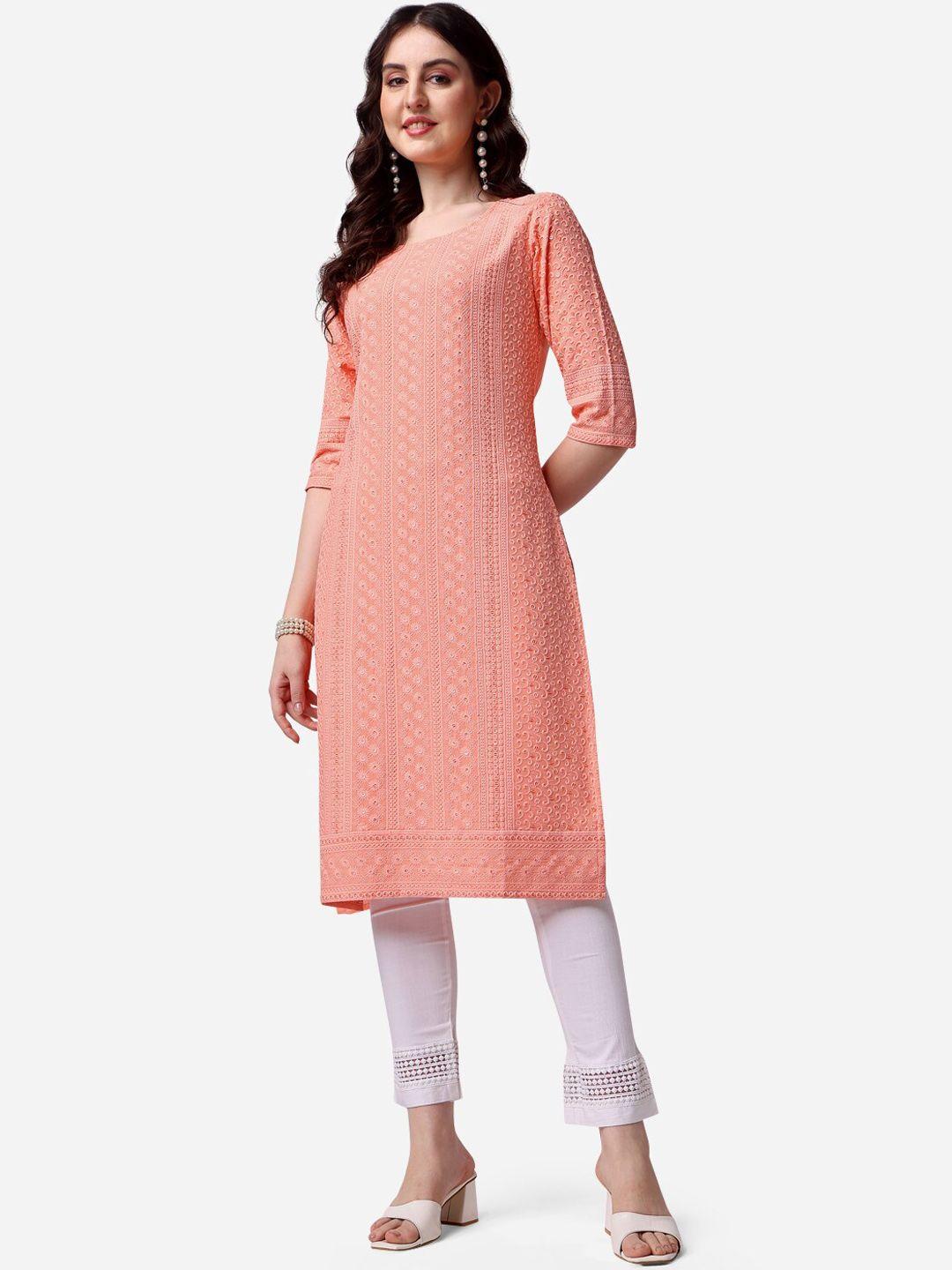 berrylicious women floral embroidered chikankari pastels kurta