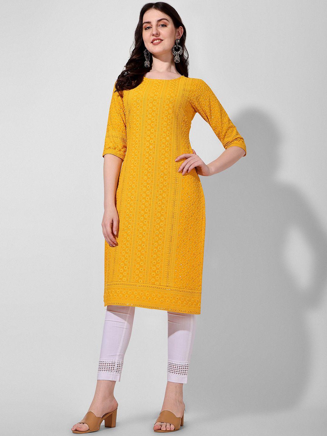 berrylicious women floral embroidered straight kurta