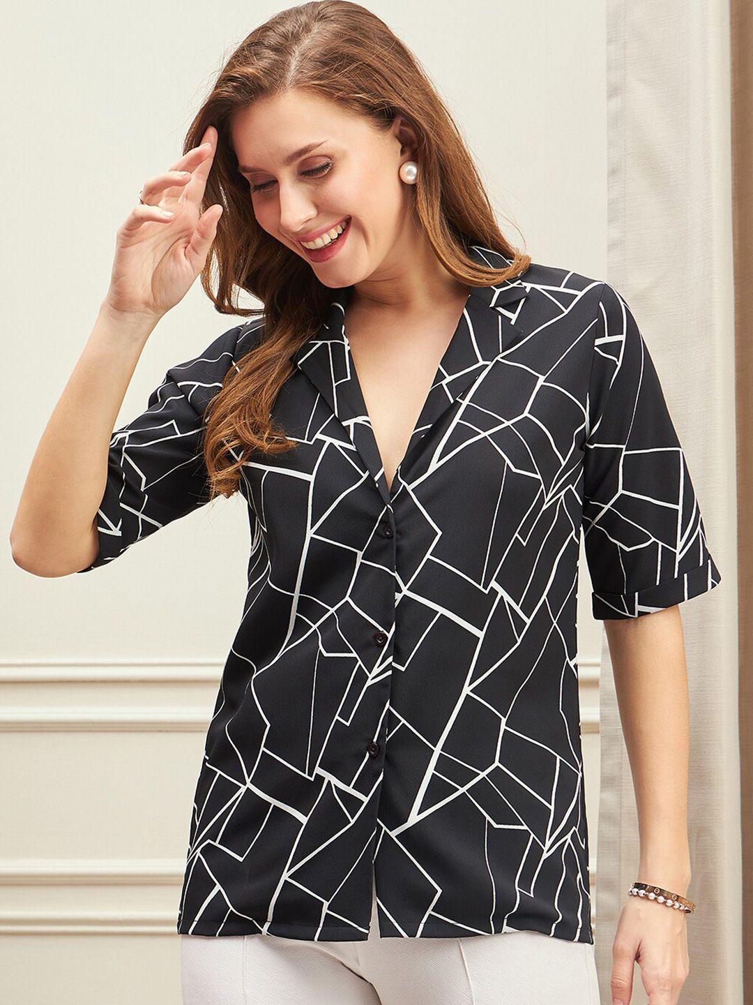 berrylush bizwear geometric printed shirt style top