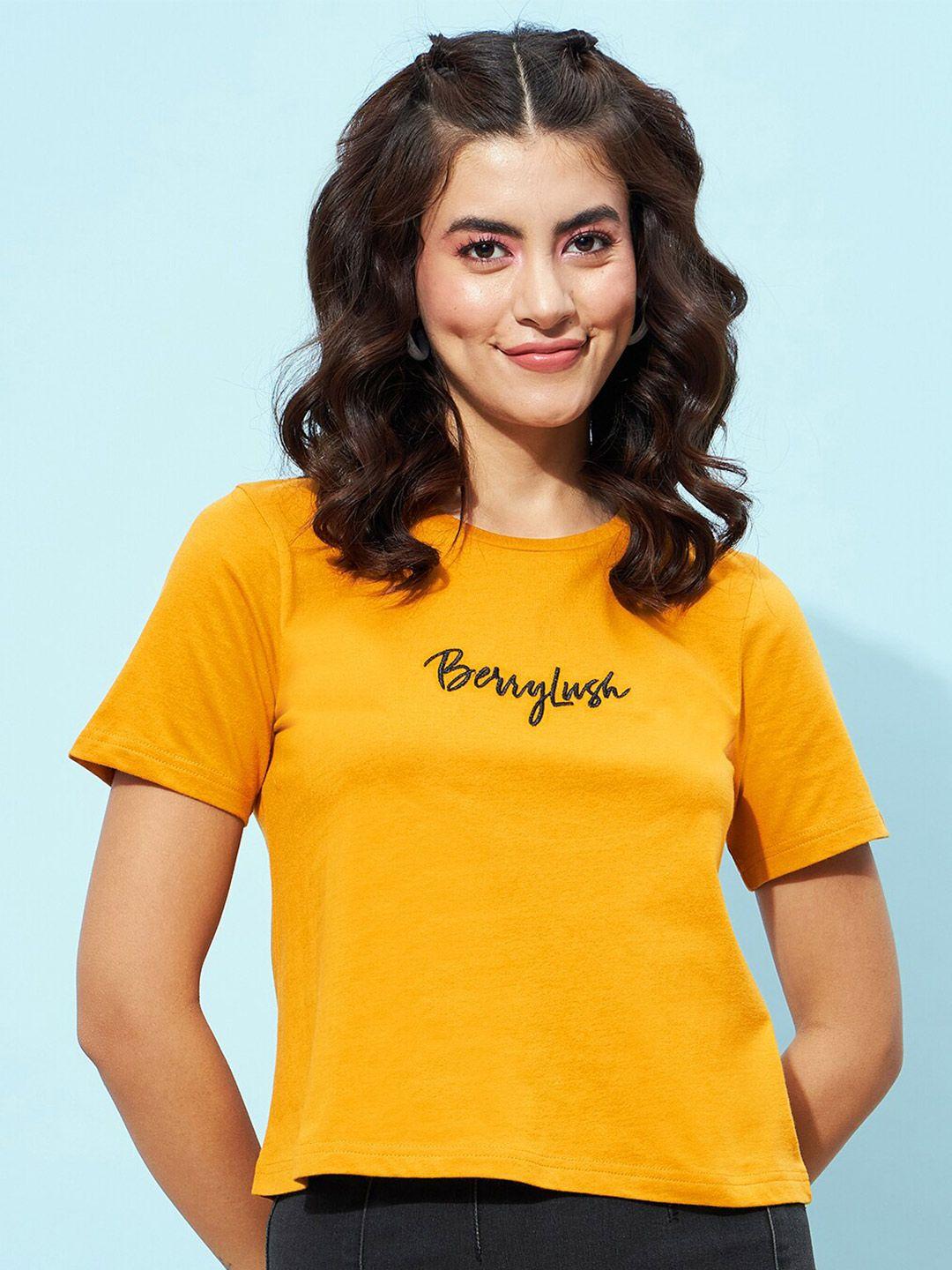 berrylush brand logo printed casual t-shirt