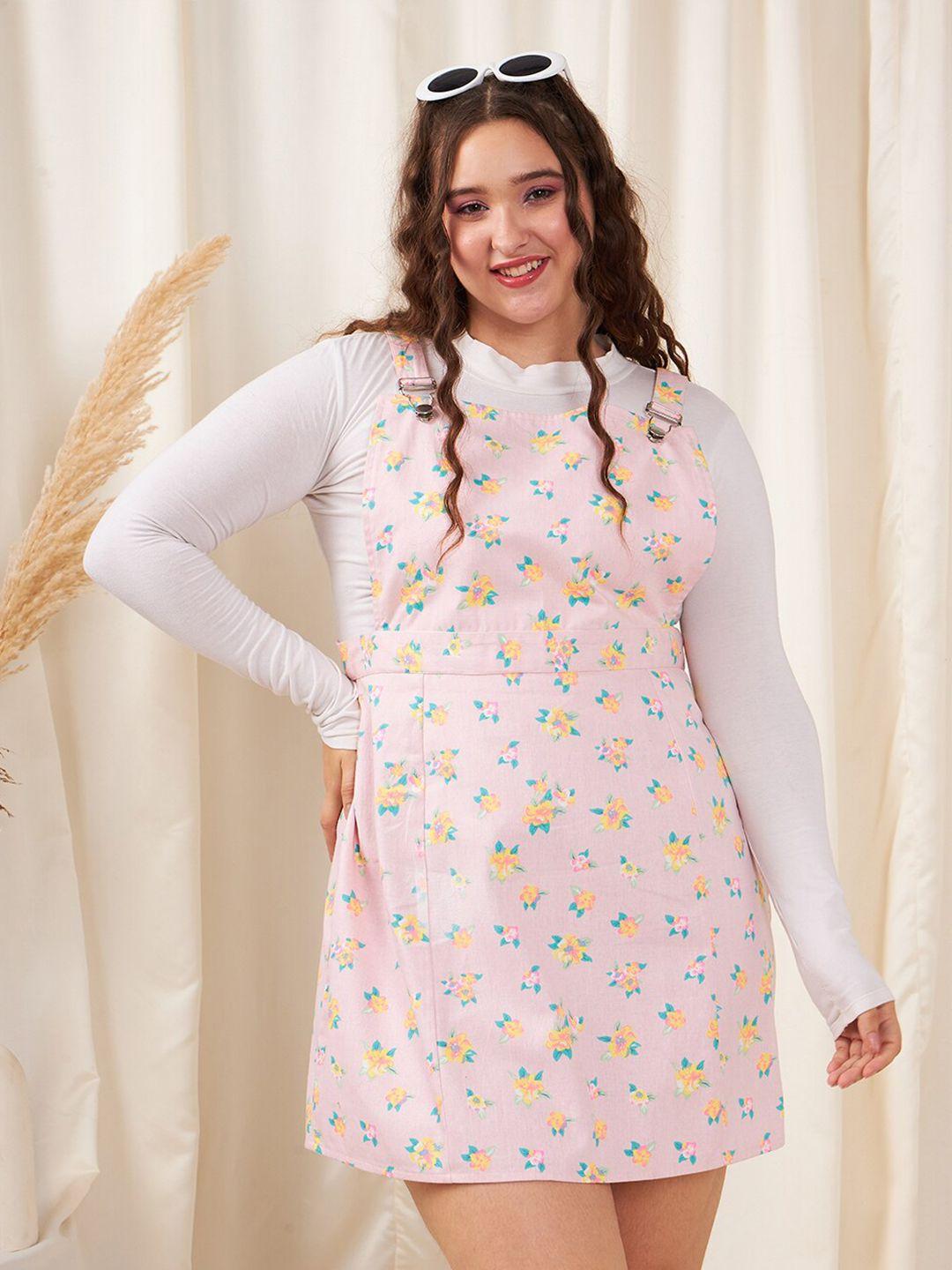 berrylush curve plus size floral printed shoulder strap cotton fit and flare dress