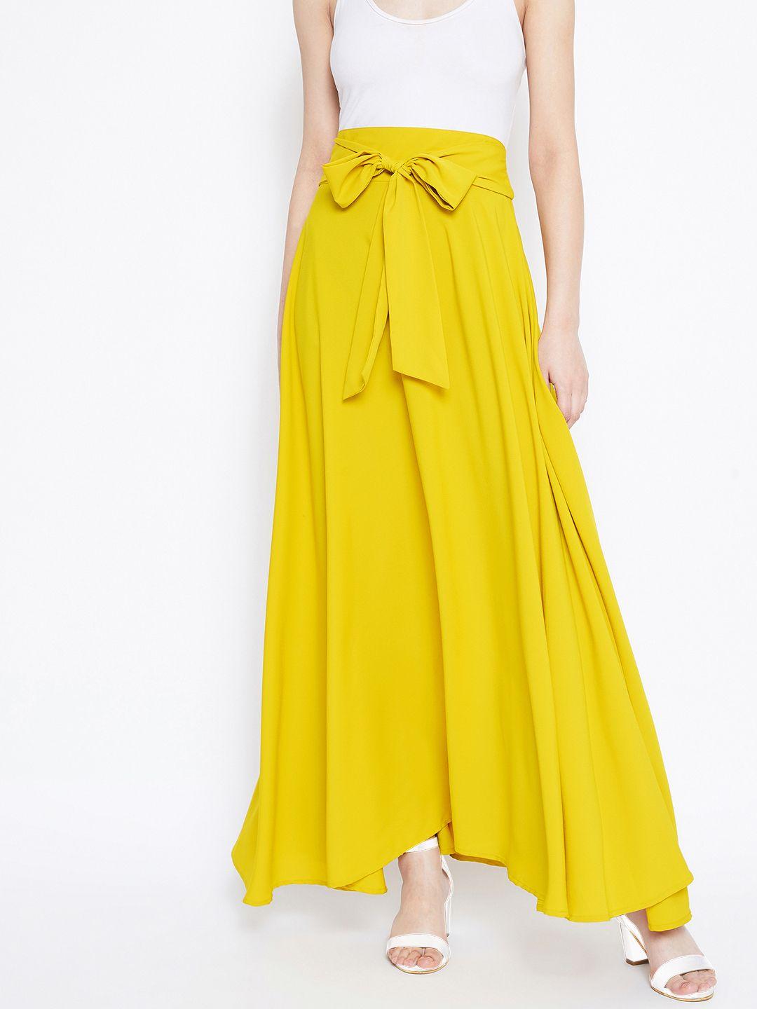 berrylush yellow flared maxi skirt