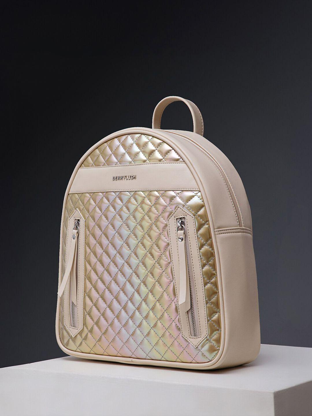 berrylush beige women geometric self design backpack
