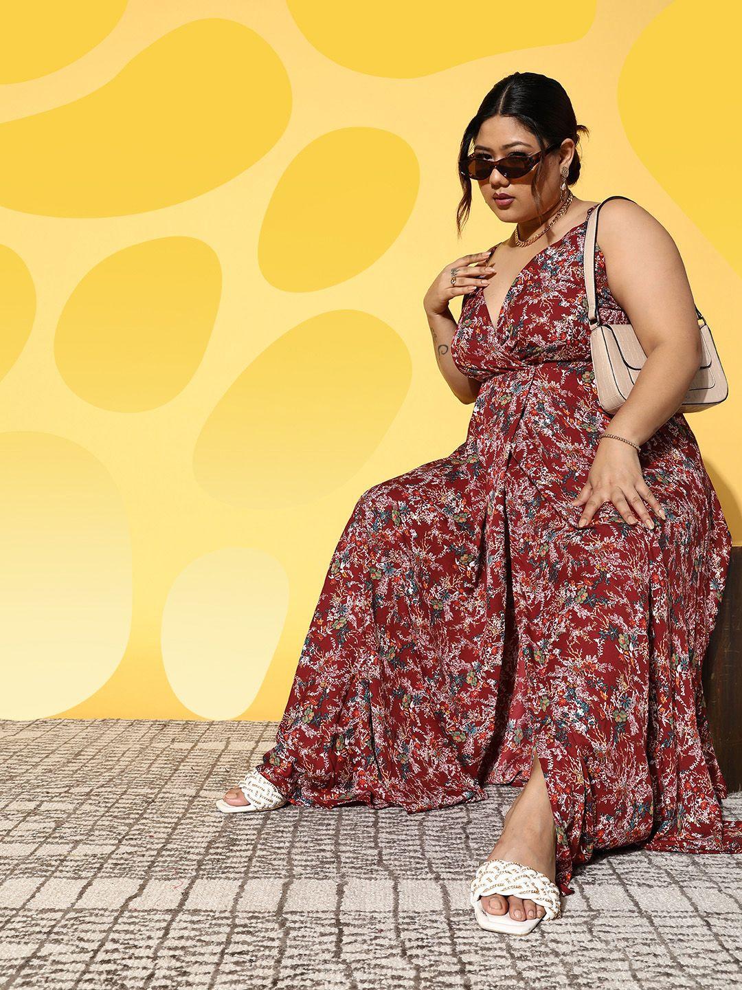 berrylush curve floral crepe maxi dress