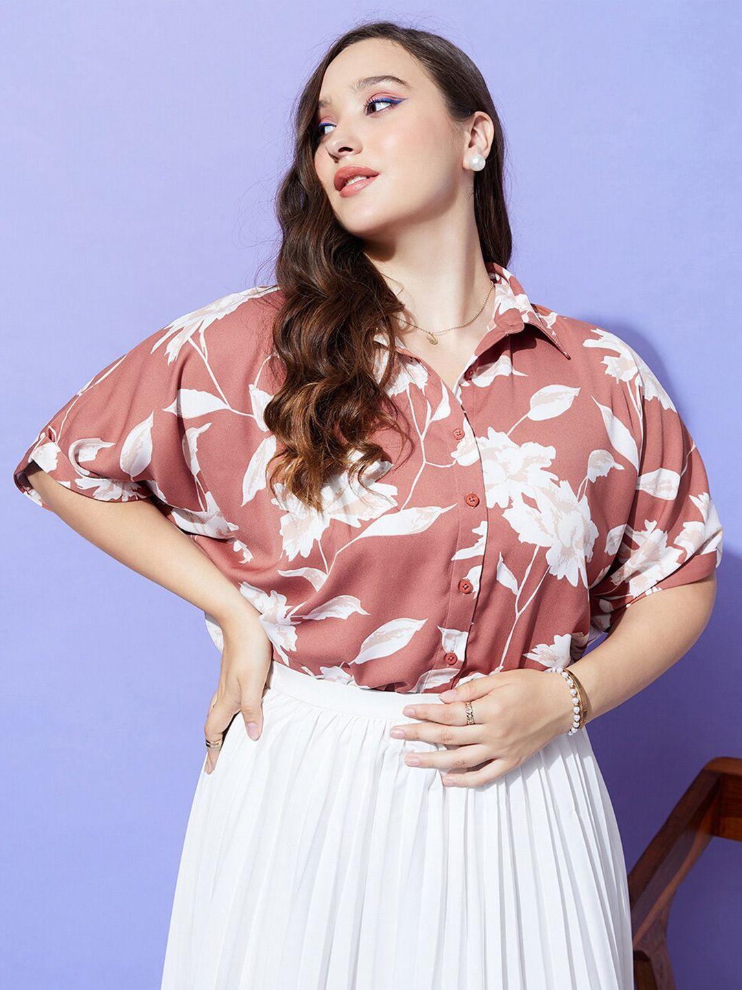 berrylush curve plus size floral printed casual shirt