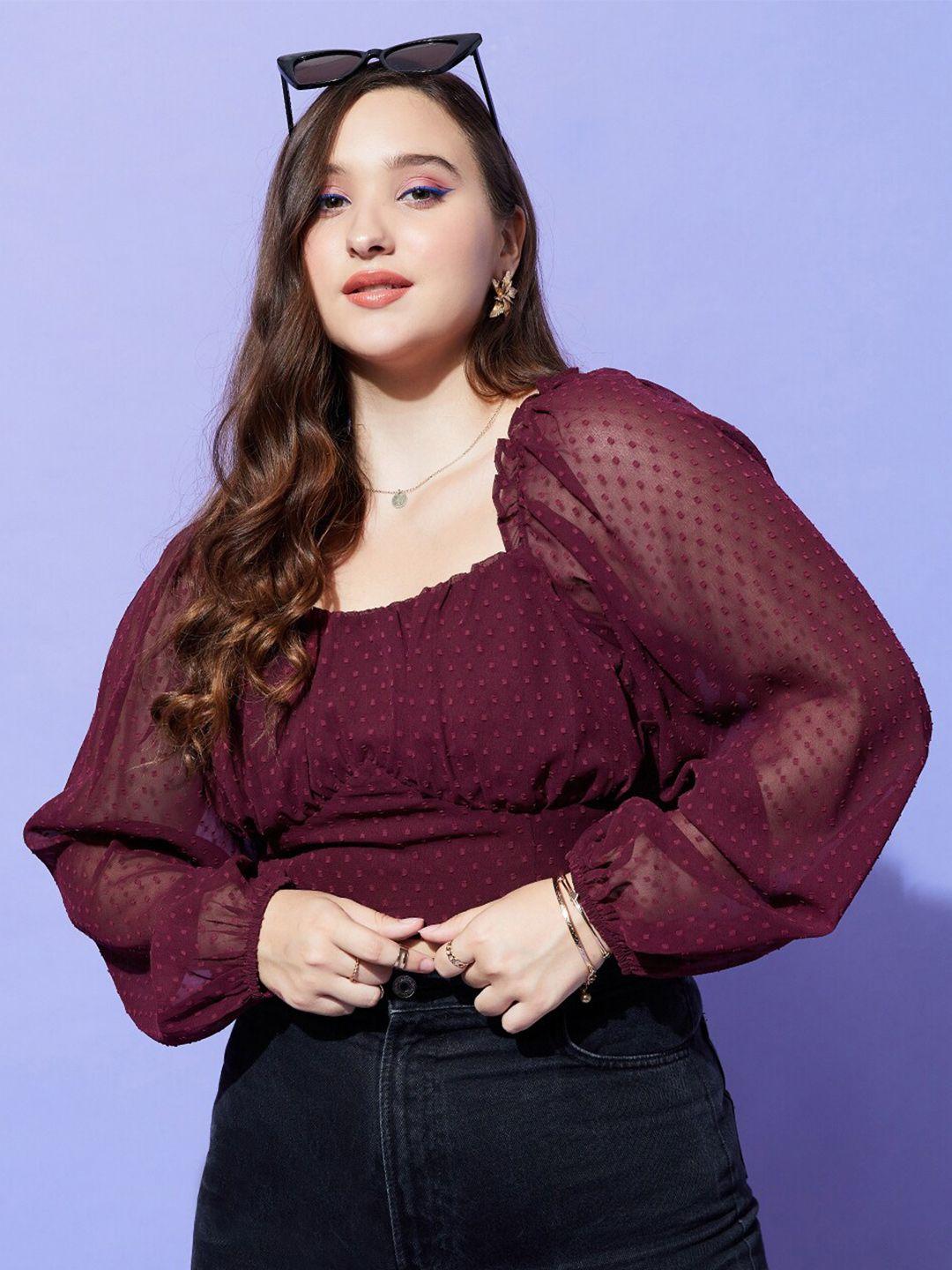 berrylush curve plus size georgette blouson crop top