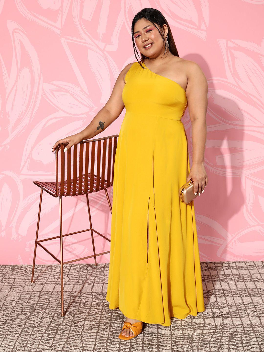 berrylush curve plus size one shoulder crepe maxi dress