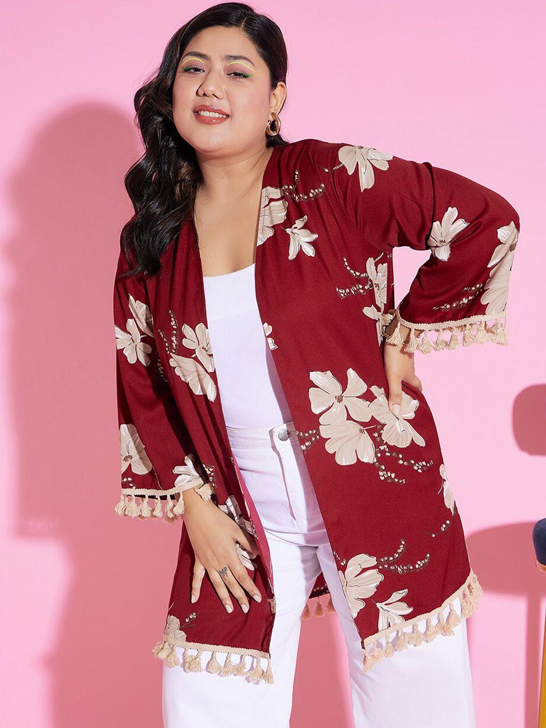 berrylush curve plus size printed longline open front shrug