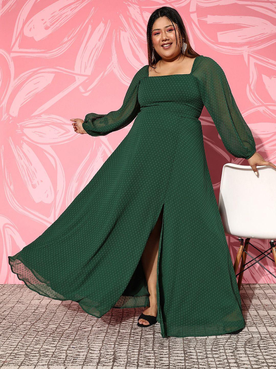 berrylush curve plus size puff sleeve georgette maxi dress