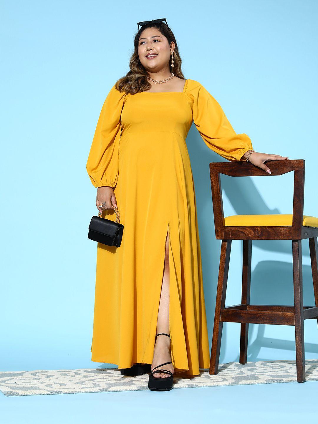 berrylush curve plus size puff sleeve maxi dress