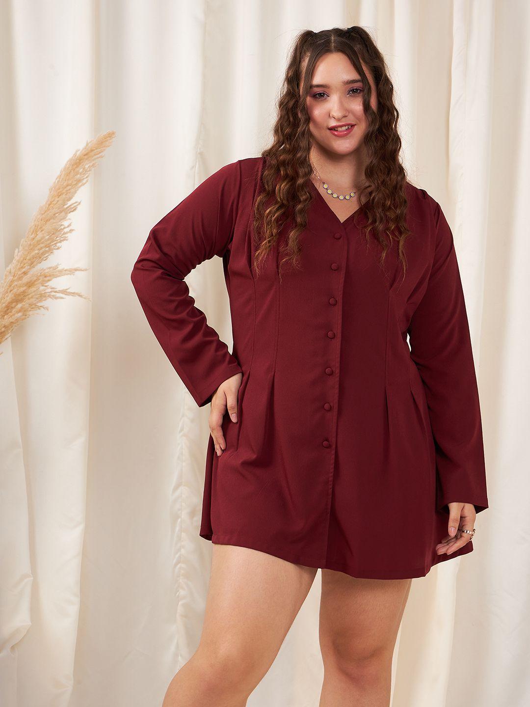 berrylush curve plus size solid shirt mini dress