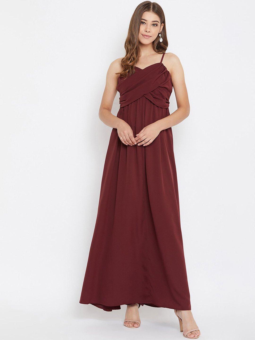 berrylush maroon crepe maxi dress