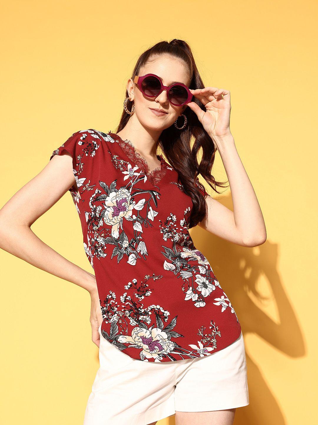 berrylush maroon floral indie gal top