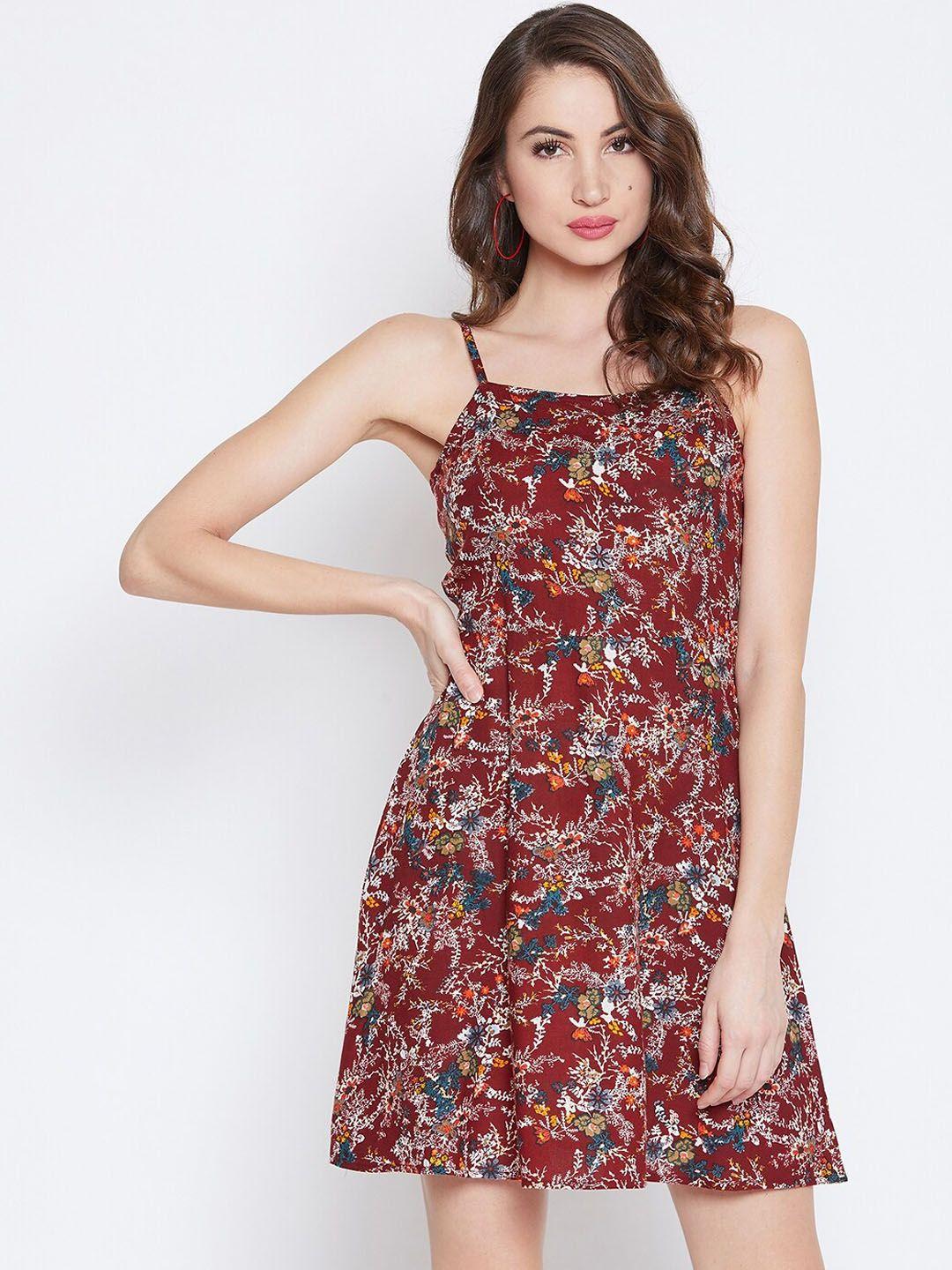 berrylush multicoloured floral print fit and flare dress