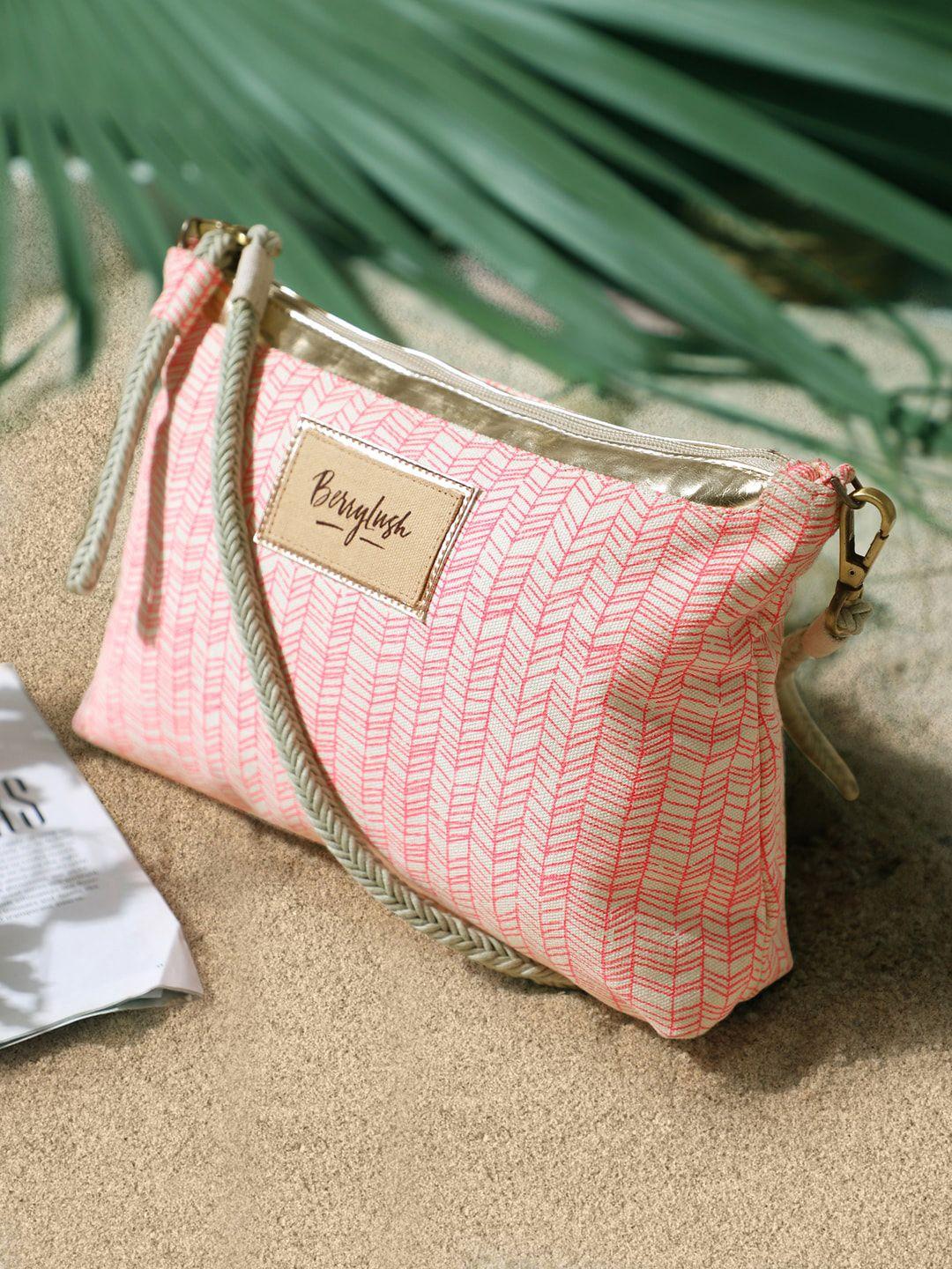 berrylush pink geometric printed sling bag