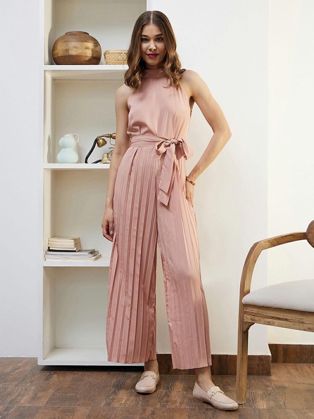 berrylush pink high neck sleeveless culotte jumpsuit